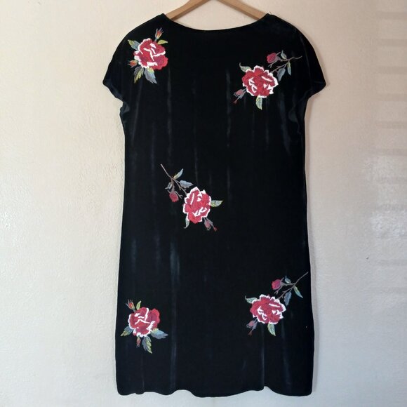 Johnny Was JWLA Velvety Black Floral Dress Women's Medium - Picture 5 of 6